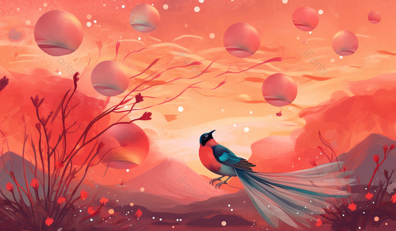 唯美清新原野上的漂亮飞鸟背景,插画/手绘图,插画/手绘图库,插画/手绘图下载,插画/手绘